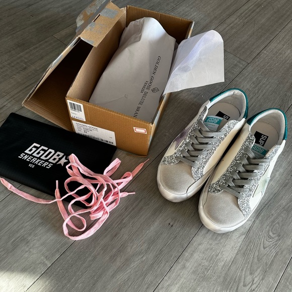 Golden Goose Shoes - Golden Goose Silver Glitter Sneakers